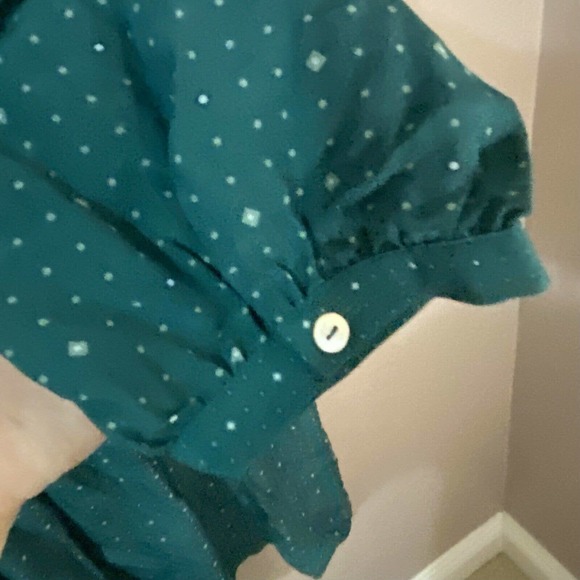 Dolan women’s size XXL Teal long sleeve ruffled dress Smocked Cottagecore new b6 - Picture 5 of 8